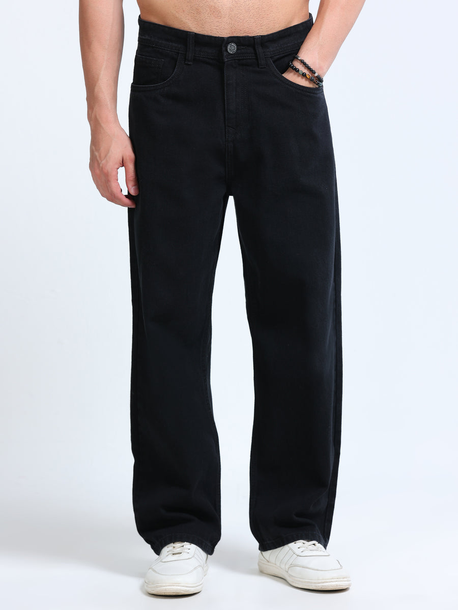 Black Baggy Fit Jeans MMDLS-501 - Mudmark men's jeans, front view