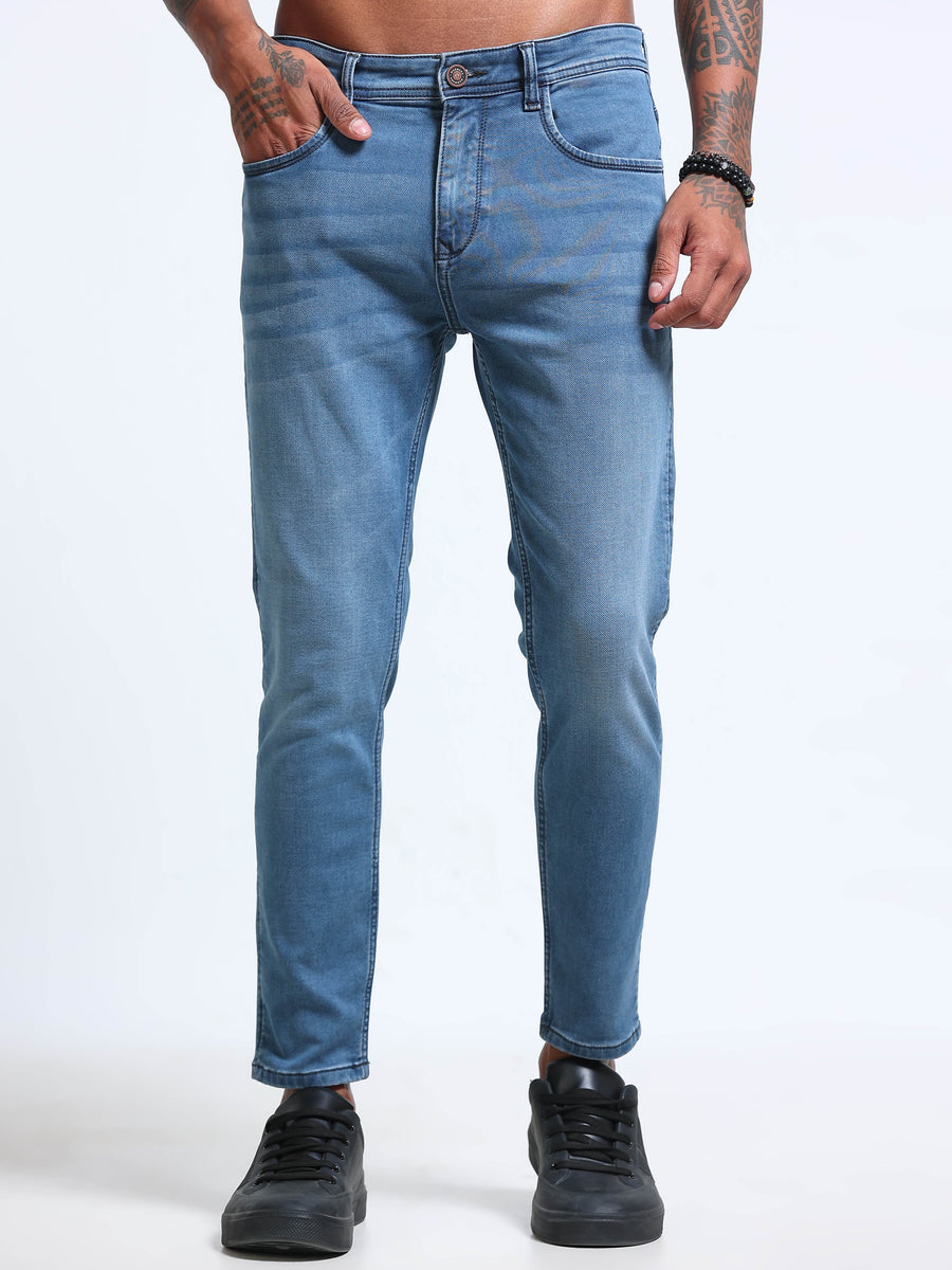 Light Blue Skinny Crop Fit Jeans MMDSC04-101 - Mudmark men's jeans, front view