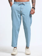 Light Blue Relaxed Ankle Jogger Jeans MMDJRA02-102 - Mudmark men's jeans, photo 2