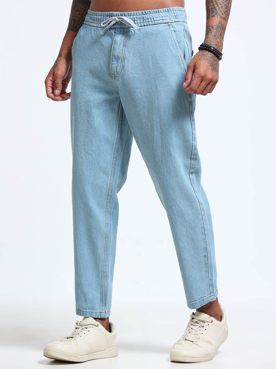 Light Blue Relaxed Ankle Jogger Jeans MMDJRA02-102 - Mudmark men's jeans, front view