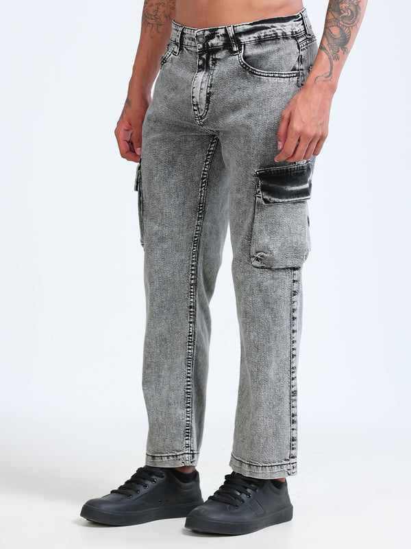 Snow White Relaxed Straight Cargo Fit Jeans MMDRS01-104