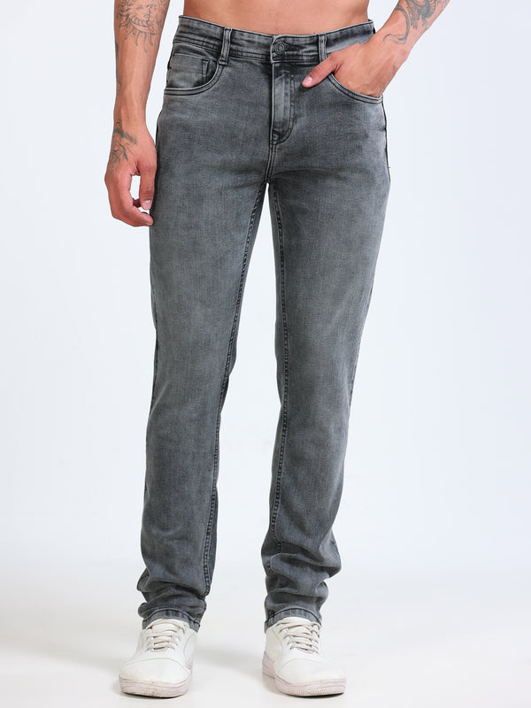 Grey Black Tapered Fit Jeans MMDTP06-107
